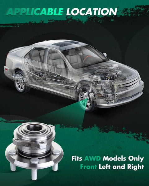 Diagram showing installation of Front Wheel Bearing Hub Assembly Kit For AWD Dodge Charger Challenger Magnum Chrysler 300 5 Lug