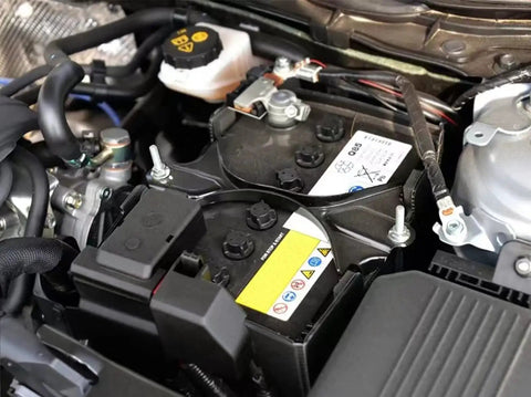 Engine bay with Beefed Up 304 Stainless Steel Battery Hold Down Bracket With J Bolt For Mazda3 Mazda6 CX3 CX5 CX9 Direct Fit Replacement