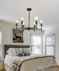 Six Light Bronze Sputnik Chandelier With Industrial Modern Matte Finish Semi Flush Mount Ceiling Light Fixture in bedroom