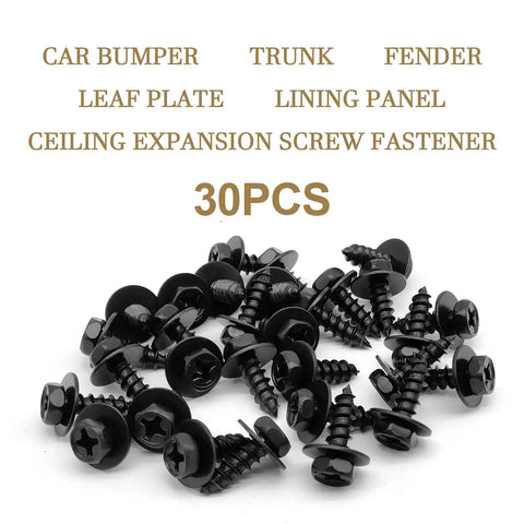 Thirty Pack Hex Head Tapping Screws Oem 9015960498 Exterior Panel Fasteners For Toyota Rav4 Camry Highlander Lexus Es350 Gs350, black steel screws.
