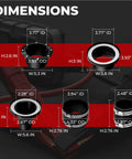Dimensions of 4 Inch Magnetic Dust Collection Kit Featuring High Grade N52 Snap On Fittings Quick Connect Dust Hose Adapter.