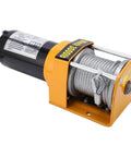 Cool 12V Electric Winch Kit Slams Out 3000Lbs With Durable 5mm X 10m Rope And Smooth 4 Way Roller Fairlead close-up view.