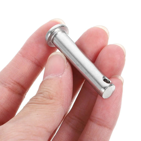 Versatile Di Kaca Stainless Steel Coupling Pins M8x40 Scaffolding Clevis Locking Bolts With Flat Head Design held in hand.