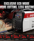 Non Touch Pilot Arc Plasma Cutter 50A Dual Voltage 110 220V With Large LED Display Heavy Duty Three Quarter Inch Cut PT 2T 4T Modes