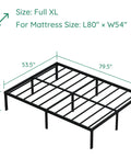 Heavy Duty 18 Inch Full XL Metal Bed Frame Zero Flex Rock Solid Steel Platform Base shown with dimensions highlighted.