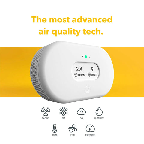 Battery Powered Indoor Air Quality Monitor With Wi Fi Connectivity For Radon PM2 5 CO2 VOC Humidity Temperature And Air Pressure Real Time Readouts
