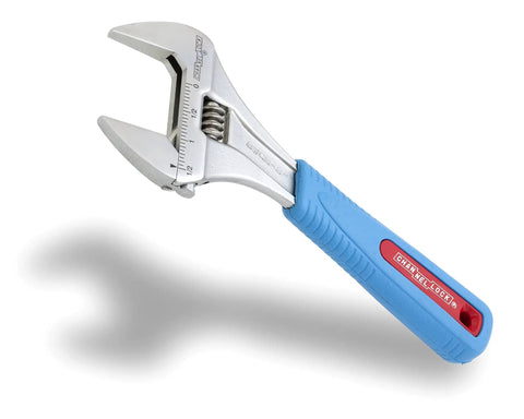 8 Inch Adjustable Wrench With Extra Wide Jaw Opening Up To One And A Half Inch For Big Nuts And Bolts In Tight Spaces