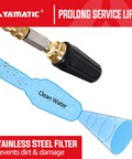 Rotating Turbo Nozzle For Pressure Washers 4000 PSI With Stainless Steel Filter And One Quarter Inch Quick Connect spray diagram