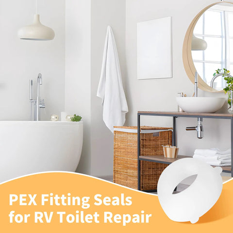 12 Pack Plastic Santoprene Swivel Seals For Half Inch PEX Fittings Cone Washer, Leak Proof And Tight Seal, Compatible With Half Inch FPT Swivel Connectors And RV Water Adapters, Durable Plumbing Accessory in white for RV toilet repair