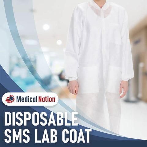 Disposable White Lab Coat With Pockets Knee Length For Men And Women Unisex Medical Wear For Hospitals Clinics Labs