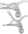 Two Pack 9 Inch Drill Press Locking Clamp Set With Heavy Duty Grip Clip, Titanium Plated 1045 Steel For Anti Corrosion