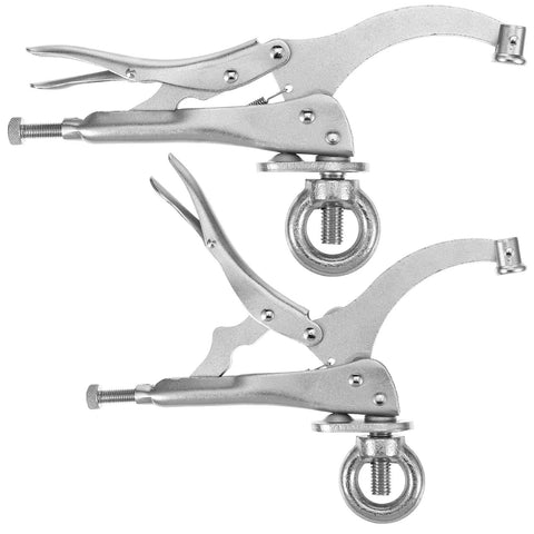 Two Pack 9 Inch Drill Press Locking Clamp Set With Heavy Duty Grip Clip, Titanium Plated 1045 Steel For Anti Corrosion