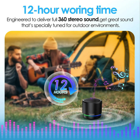 Compact Bluetooth Speaker With 12 Hour Battery Life, Noise Reduction Microphone, Metal Shell, RGB Lights, TWS Pairing