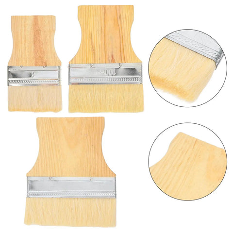 Flat Tip Paint Brush Set Three Pieces With Wood Handles For Furniture Deck And Wall Projects Do It All Tools