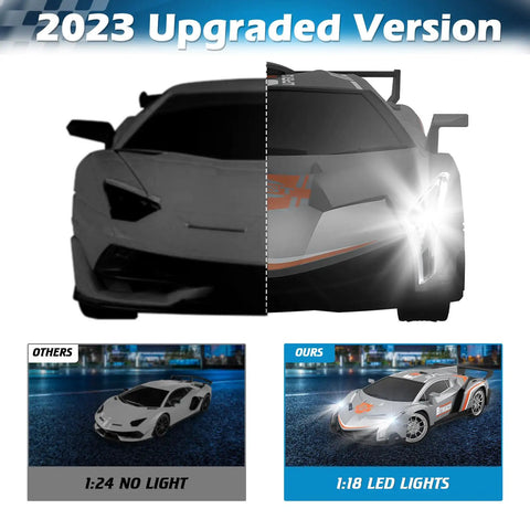 Beast One Eighteenth Scale RC Car For Kids Gift with LED lights showcasing upgraded version lighting feature.