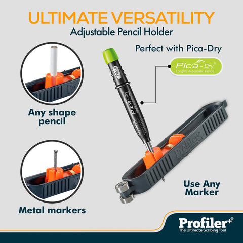 Top Tier Multifunction Scribing Tool Kit Featuring Self Locking Adjustment Pica Dry Long Life Automatic Pencil And Eight Versatile Refill Leads For Dead On Precision Marking And Hella Quick Layouts Black with adjustable pencil holder.