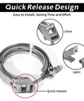 5 Inch Quick Release V Band Clamp Stainless Steel 304 Bolt Clamp for Exhaust Pipe Flanges showing details