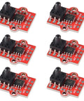 Six red DWEII air pressure sensor modules for Arduino with VCC OUT SCK GND header.