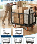 Beast Of A 6 In 1 Platform Truck With Cage Foldable Hand Truck And Dolly Flatbed Cart for groceries, laundry, warehouse