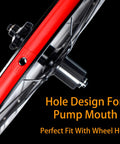 Close-up of 4 Pack 20 Inch Bicycle Rim Strip Tape For Tubeless Rims, red PVC with hole design for pump mouth on wheel hub