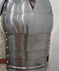 Close-up of Medieval Iron Gorget With Pauldrons And Gothic Spaulders Armor Set Fully Wearable And Functional Neck Protector