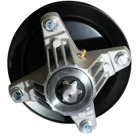 Top view of Spindle Assembly Replacement for Cub Cadet MTD Lawn Mower Decks 42 Inch and 30 Inch with pulley and zerk fitting