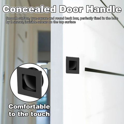 4 Pack Black Stainless Steel Flush Door Handles For Pocket Doors And Sliding Doors Recessed Finger Pulls Installed