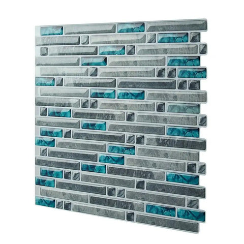 Easy Install 3D Peel And Stick Kitchen Backsplash Tiles Gray Pack Of 6 for quick modern renovation with blue accents