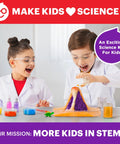 Kids doing volcano experiment from Hands On Science Kit For Kids Aged 4 To 8 With 50 Plus Experiments Real World STEM Activities.