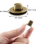 Bronze oval turn-lock purse clasp; 5/8 inch size, metal handbag hardware; set of 5.