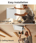 Man installing Rock Solid Aluminum Access Panel For Drywall 12 By 16 Inch in wall and ceiling, showcasing easy installation process.