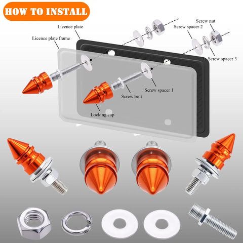 Dope Spike License Plate Screws Kit Four Pack With Decorative Anti Theft Bolts For Cars Motorcycles And Trucks