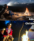 Family wearing Ultra Bright Nine LED Rechargeable Headlamp Two Pack With Red Light Sensor for camping by the bonfire.