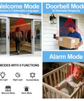 Battery Powered Motion Sensor Door Chime for Home Store Office Wireless Indoor Doorbell with 5 Modes and 36 Tunes in use