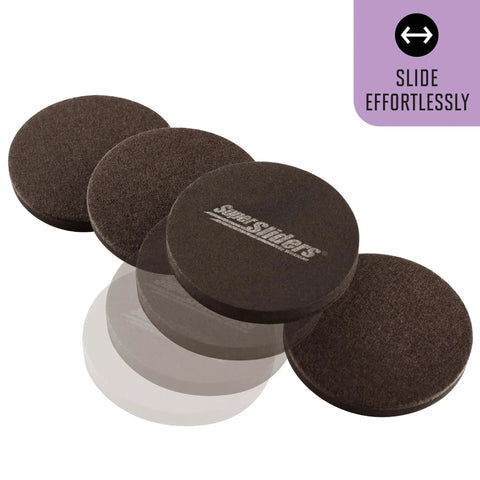 Round 2.5 Inch Reusable Small Furniture Sliders For Hardwood Floors Move Light Items Easily And Protect Floors With Durable Rubber Brown 8 Pack