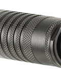 Close-up of the tail switch on the Beast-Mode 375-Lumen Dual-Switch Tactical Flashlight With TEN-TAP Programmable Modes.