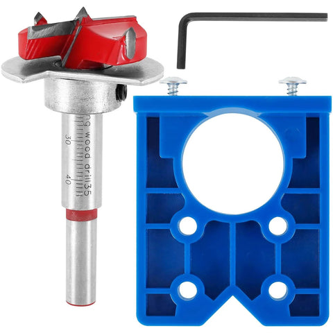 Concealed Hinge Jig for 35mm Hinge Drilling Guide Woodworking with Adjustable Bit and Hex Wrench No Fuss Easy Setup