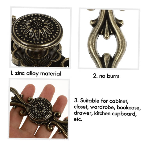European Carving Handle 8.46 Inch Antique Bronze Cabinet Pulls Zinc Alloy with intricate detailing, suitable for cabinets and wardrobes.