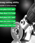Pro Grade Sheet Metal Drill Nibbler Attachment For Electric Drills Titanium Coated Nibbler Cutter Metal Shears Attachment Converts Any Drill Into A Precision Sheet Metal Cutter For Aluminum Steel Copper And More, showcasing cutting ability for different materials.