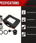 Bad Ass 5C Collet Block And Square Hex Closer Fit For Lathes Mill Drill And Grinders Taking 1 16 To 1 1 8 Inches kit components including square, hex blocks, handle and rings.