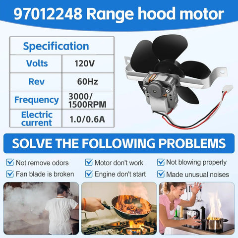 Heavy Duty Beefy Range Hood Motor Replacement For 97012248 Two Speed 120V CCW Rotation 7 Inch Blade Fits Broan Nutone