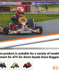 Beefed Up Heavy Duty 1 Inch Diameter 36 Inch Steel Axle Rod With Step Down From One Inch To Three Quarter Inch And Three Quarter Inch By Sixteen Fine Thread Plus One Quarter Inch Keyway For ATVs Go Karts Quads And Dune Buggies displayed below a racing go-kart