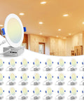 Premium 6 Inch Led Recessed Lights 24 Pack Featuring Adjustable 5Cct Settings for Warm or Cool Ambiance displayed in a kitchen.