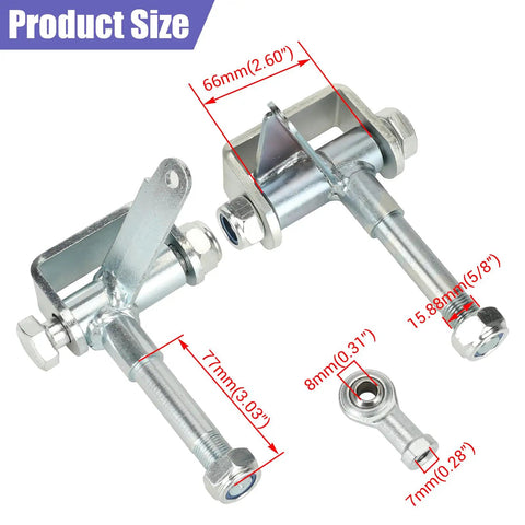 Go Kart Steering Spindle Bracket Set With Five Eighths Inch Axle And Rod End Ball Joint, Three And Three Quarters Inch Mount