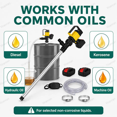 Heavy Duty 1000W Cordless Oil Drum Pump With Hose, Wireless Fuel Transfer System. 92cm Aluminum Tube And 7m Lift Power For Diesel Lube Water Mobile Barrels Efficient On Site Work. No Cords Needed