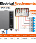 Heavy Duty 27KW Electric Tankless Water Heater With 240V Input And 7.4 GPM Throughput connecting to electrical setup diagram.