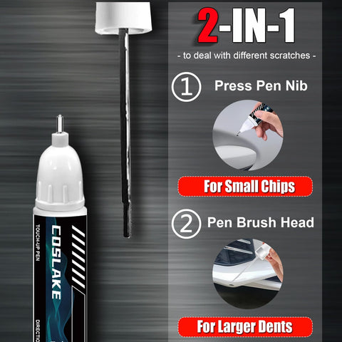 Honda Platinum White Pearl NH883P Touch Up Paint Kit With 2 In 1 Scratch Remover Pen, instructions for use on chips and dents