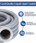Half Inch 10 Ft Non Metallic Liquid Tight Flexible Conduit Kit With Straight And 90 Degree Angle Fittings For Electrical Wiring Weatherproof PVC