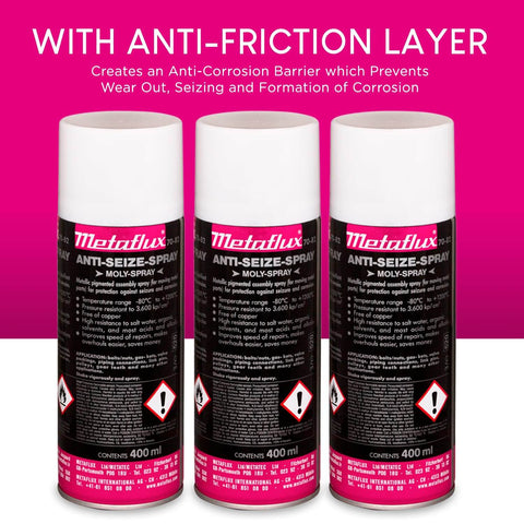 Three cans of Anti Seize Lubricant Spray For All Metals With Long Lasting Protection Against Seizure And Corrosion Penetrating Oil.
