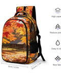 Maple Branch Autumn Cabin Printed Unisex Backpack With Large Capacity Built From Durable Polyester For Everyday School Travel Hiking And Commute